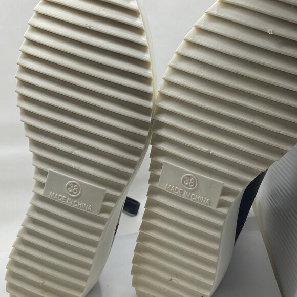 Women Rubber Rain Wedge Platform Ankle Boots Black Size 38 (EU) 7.5 - Picture 4 of 8